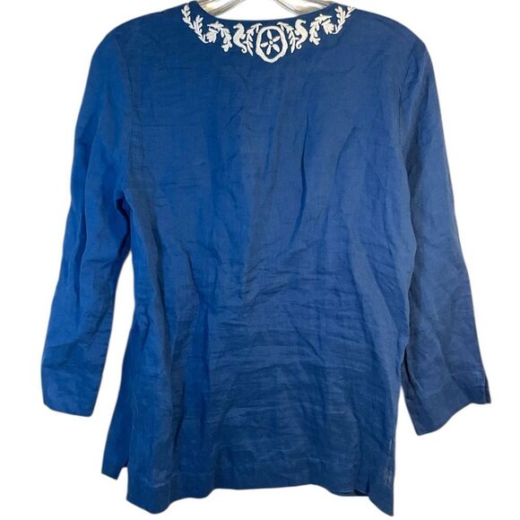 Lilly Pulitzer Ladies Amelia Island Tunic Blue White XS Casual 97700 Linen - Picture 4 of 12